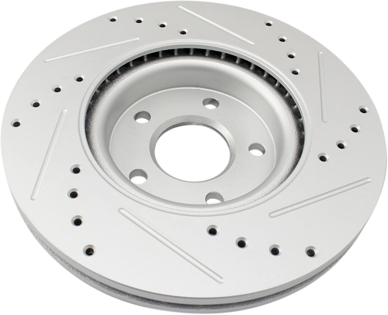TRQ Performance Front Brake Pad and Rotor Set Ceramic Drilled Slotted Coated Vented Rotors Compatible with 13-17 Ford C-Max 13-19 Escape 08-13 Volvo C30 06-12 C70 04-11 S40 05-11 V50