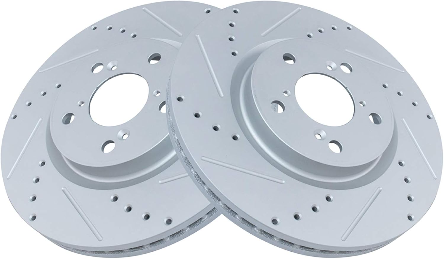 TRQ Performance Front Brake Pad and Rotor Set Ceramic Coated Drilled Slotted Vented Rotors Compatible with 2009-2014 Acura TL