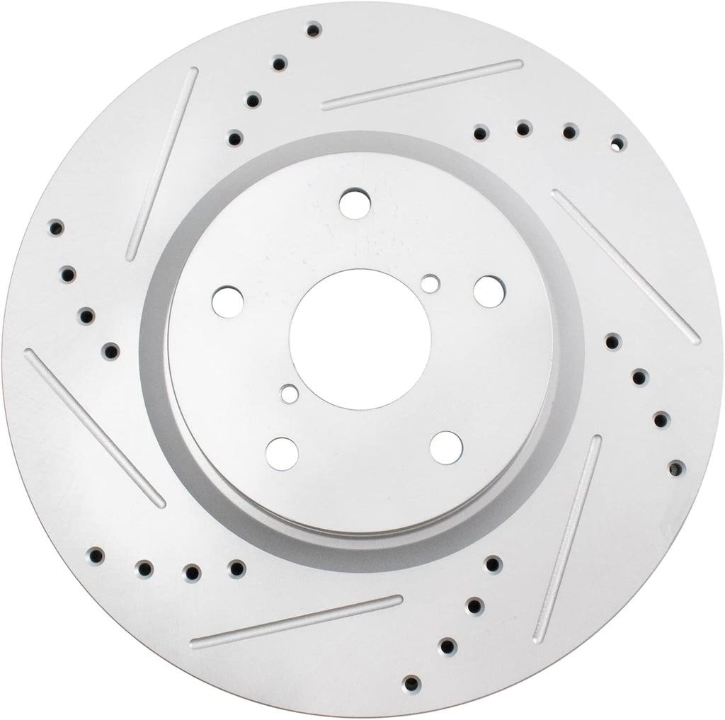 TRQ Performance Front Brake Pad and Rotor Set Ceramic Coated Drilled Slotted Compatible with 2006-2007 Subaru B9 Tribeca 2008-2014 Tribeca 2015-2019 Legacy Outback 2015-2021 WRX