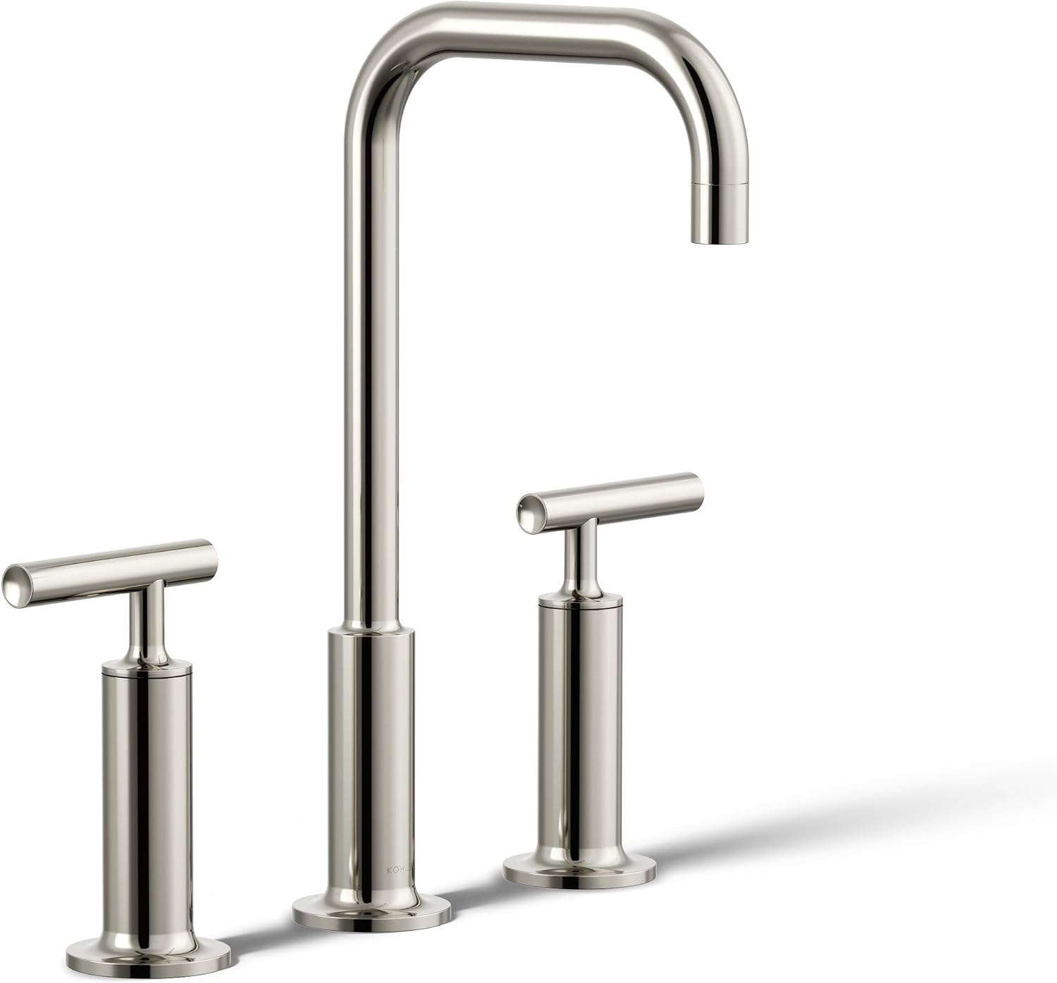 KOHLER K-14408-4-SN Purist® Widespread Bathroom Sink Faucet, 3-Hole, Widespread High Lever Handles and High Gooseneck Spout, 1.2 GPM, Vibrant Polished Nickel