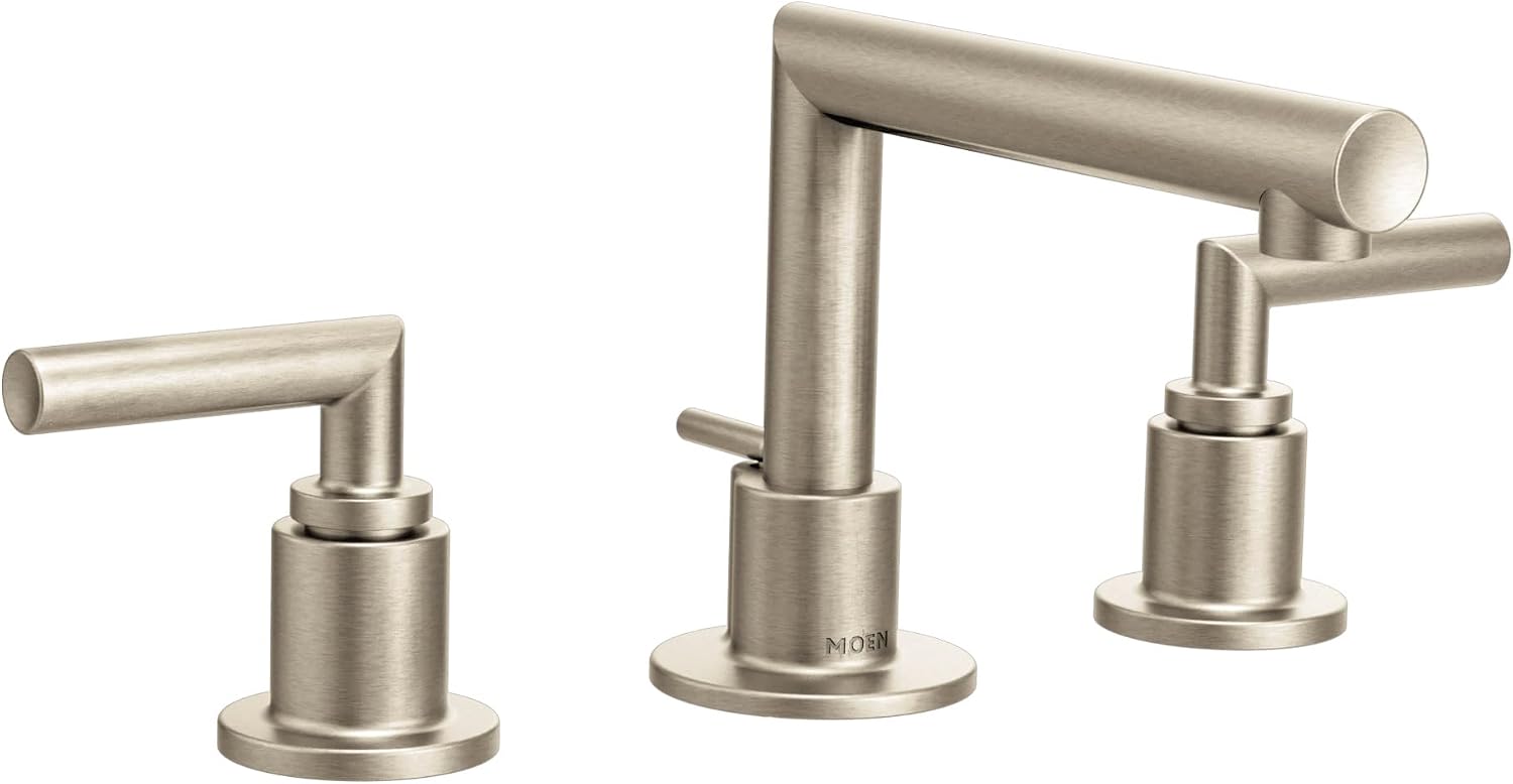 Moen TS43002BN Arris Two-Handle Modern 8 in. Widespread Bathroom Faucet Trim Kit, Valve Required, Brushed Nickel