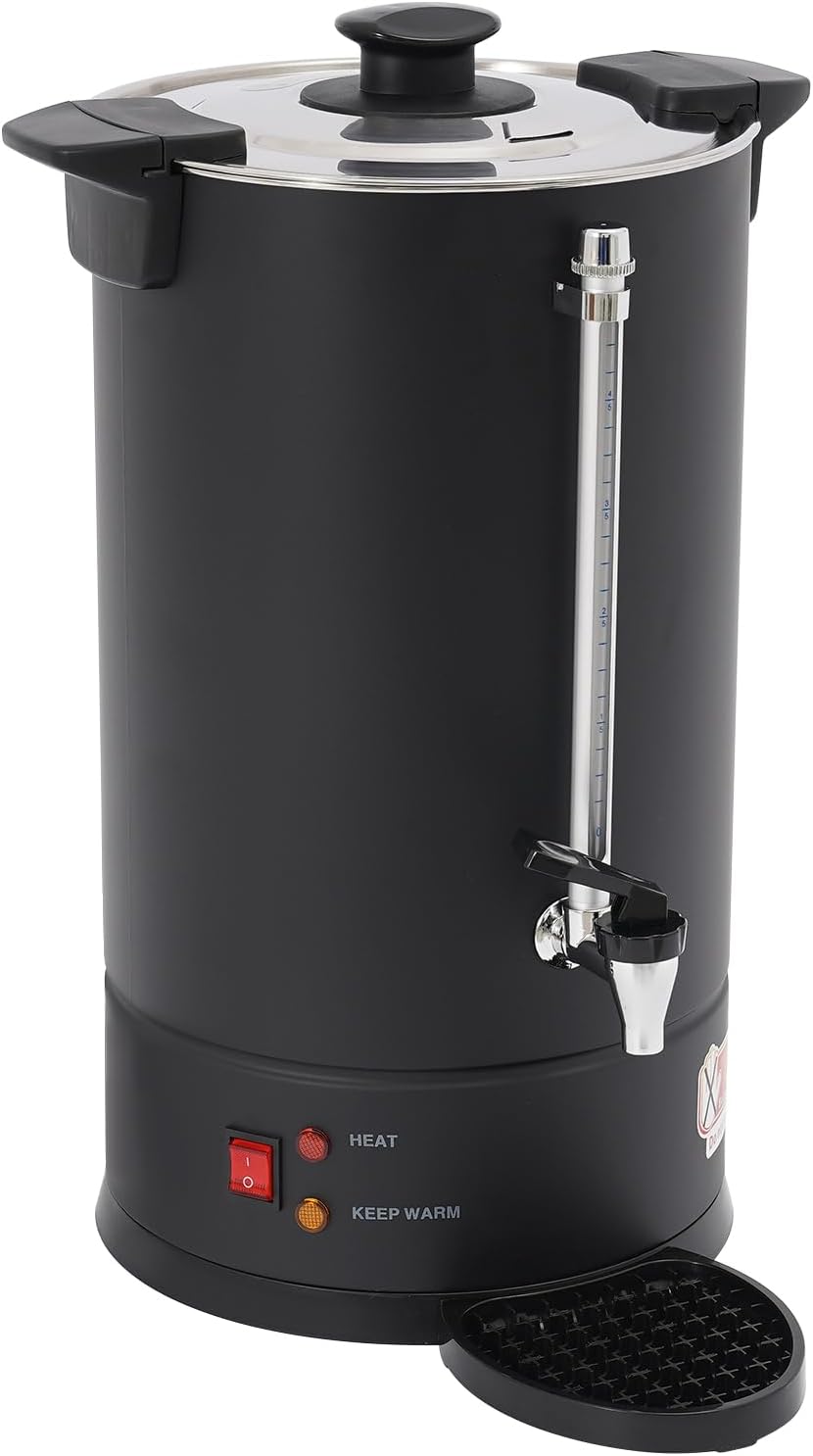 Commercial Coffee Urn, 15L/4Gal Stainless Steel Coffee Maker Brewer Hot Beverage Dispenser with Faucet & Bottom Tray, 1500W Hot Water Urn for Home Party Office Wedding, Black