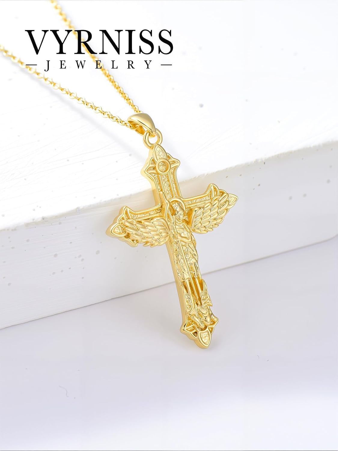 18K Gold Cross Pendant for Women Gold Cross Necklace 18K Gold Jewelry Religious Gift