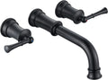 High Flow Wall Mount Tub Filler with Rough-in Valve, Wall Mount Tub Faucet, Brass Roman Bathtub Faucet 2 Handle with 360° Swivel Spout, Matte Black(B2306-BK)