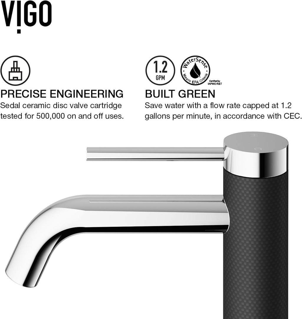VIGO Lexington Single-Handle Single-Hole Mount Vessel Bathroom Sink Faucet, 10-Inch, Chrome, Modern Design, Solid Brass, 1.2 GPM WaterSense & Ceramic Disc Valve, Corrosion-Resistant
