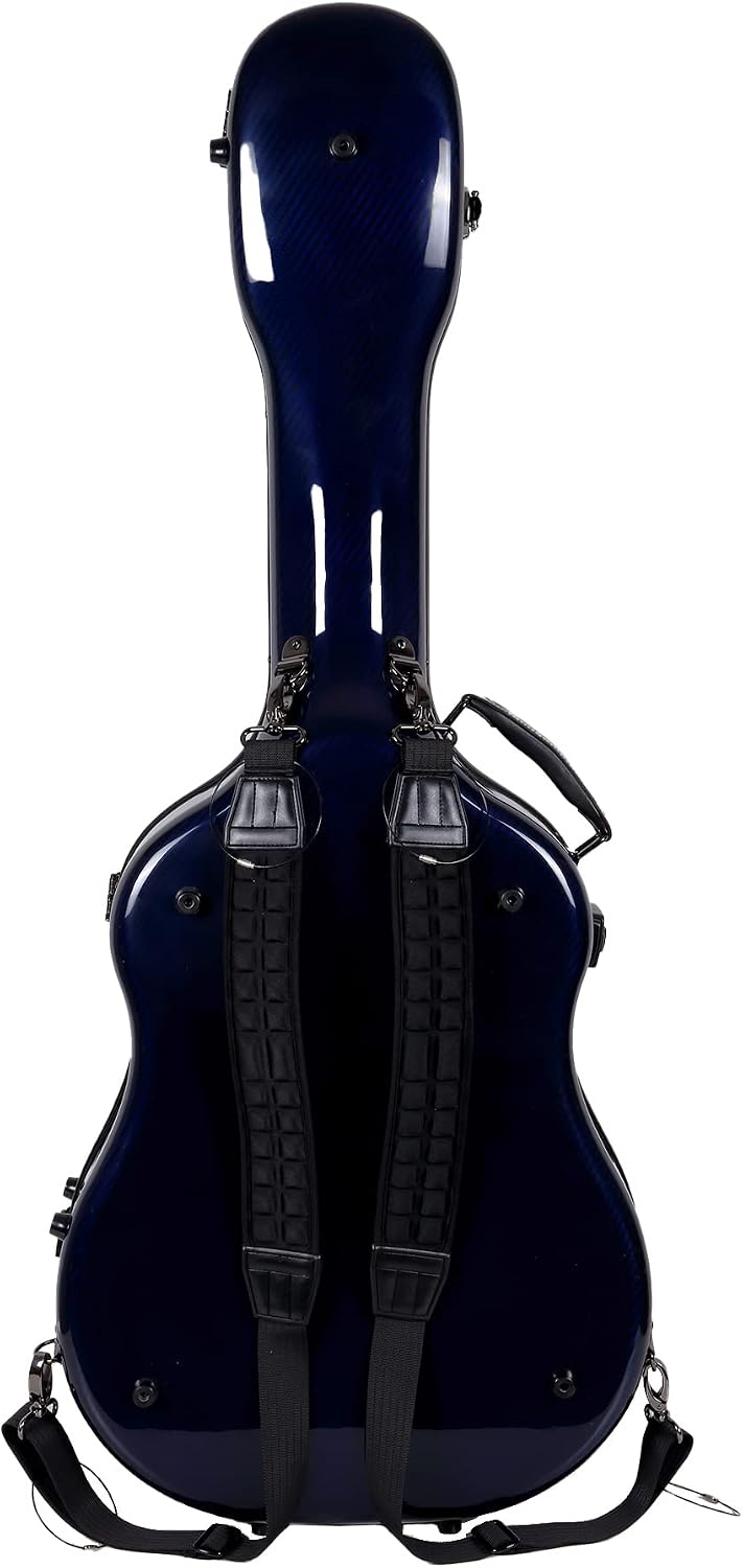 Crossrock Air Carbon Series Guitar Case - Fits 40'/41' Dreadnought Acoustic Guitar - 100% Purity Carbon Fiber Flight Case, Protective Cover, Includes TSA Lock - Blue