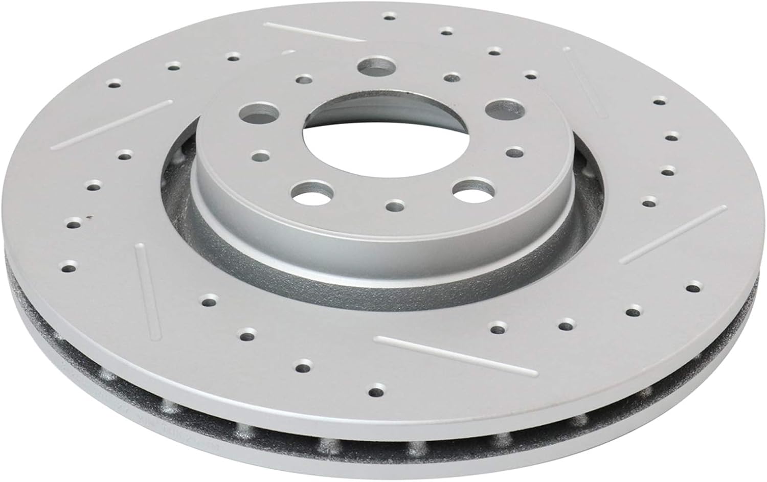 TRQ Performance Front Brake Pad and Rotor Kit Ceramic Slotted Drilled G-Coated Compatible with 2003-2013 Volvo XC90
