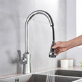 Kitchen Faucet Pull Out 2 Function Head Kitchen Sink Mixers Deck Mounted Spring Mixer Faucet(Matte Black)