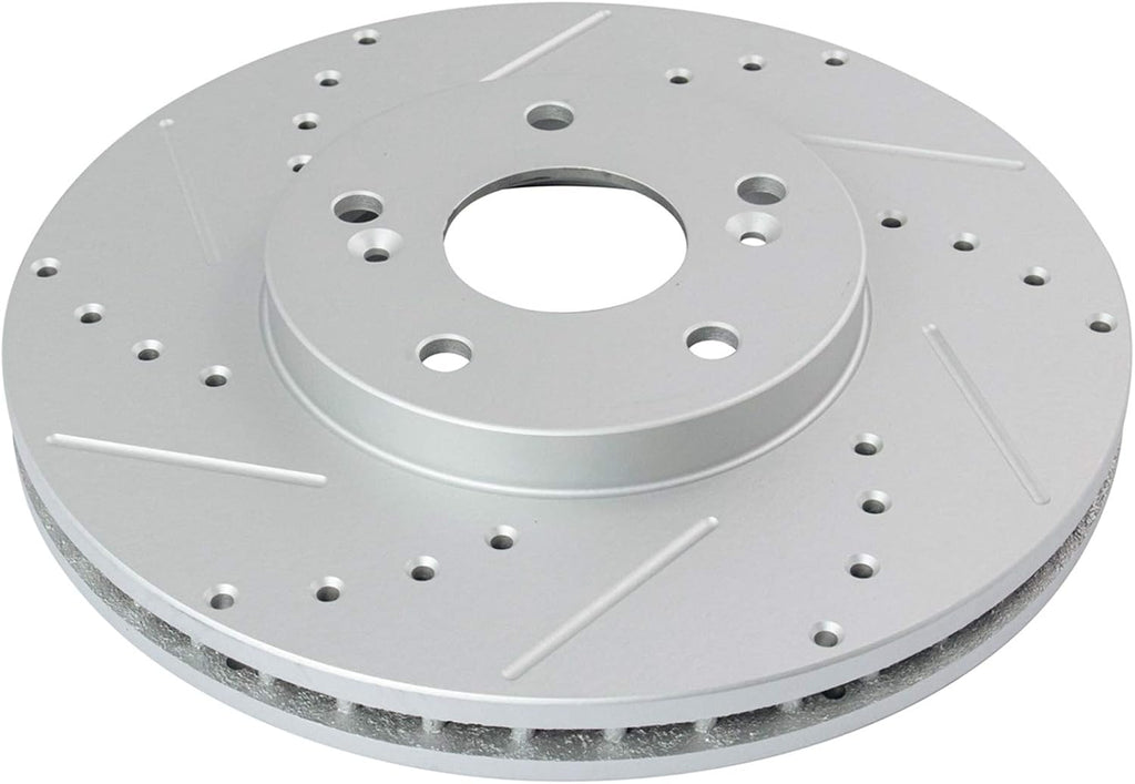 TRQ Performance Front Brake Pad and Rotor Set Ceramic Coated Drilled Slotted Rotors Calipers Compatible with 2006-2006 Acura MDX