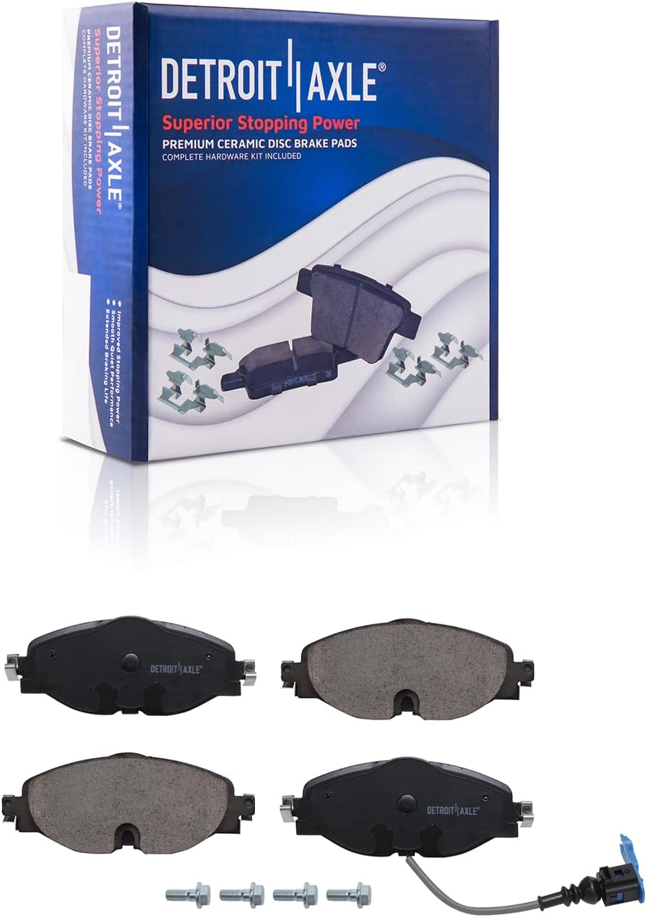 Detroit Axle - 1.4L Brake Kit for Volkswagen 2019-2020 Jetta, 11.34' inch Front and 10.71' inch Rear Disc Brake Rotors Ceramic Brakes Pads with Hardware Replacement