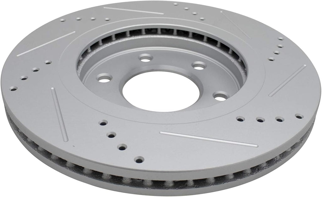 TRQ Performance Front Brake Pad and Rotor Set Ceramic Coated Drilled Slotted Vented Rotors Compatible with 2011-2013 Infiniti QX56 2014-2021 QX80 2012-2021 Nissan Armada 2011-2021 Titan
