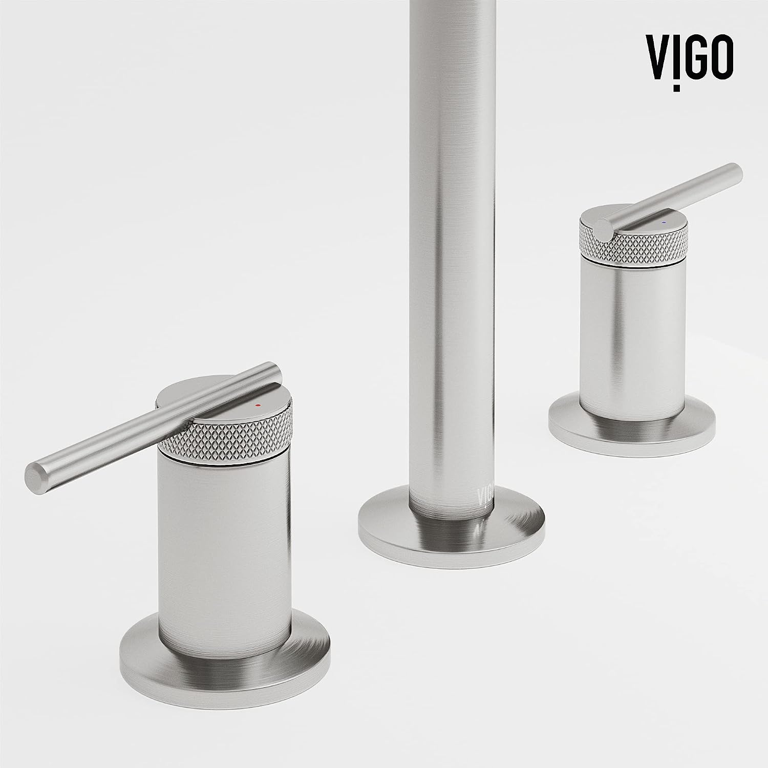 VIGO Sterling Two-Handle Three-Hole Mount Widespread Bathroom Sink Faucet, 7-Inch, Brushed Nickel, Modern Design, Solid Brass, 1.2 GPM WaterSense & Ceramic Disc Valve, Corrosion-Resistant