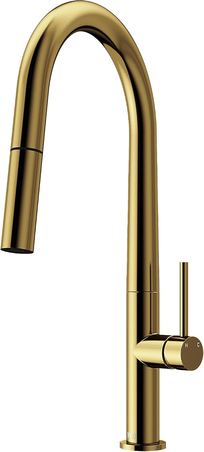 VIGO Greenwich 18'' H Single Handle Pull-Down Sprayer Kitchen Faucet in Matte Brushed Gold-VG02029MG