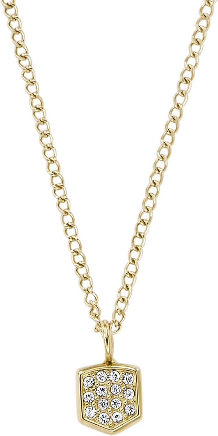 Fossil Women's Gold-Tone Stainless Steel Pendant Chain Necklace for Women