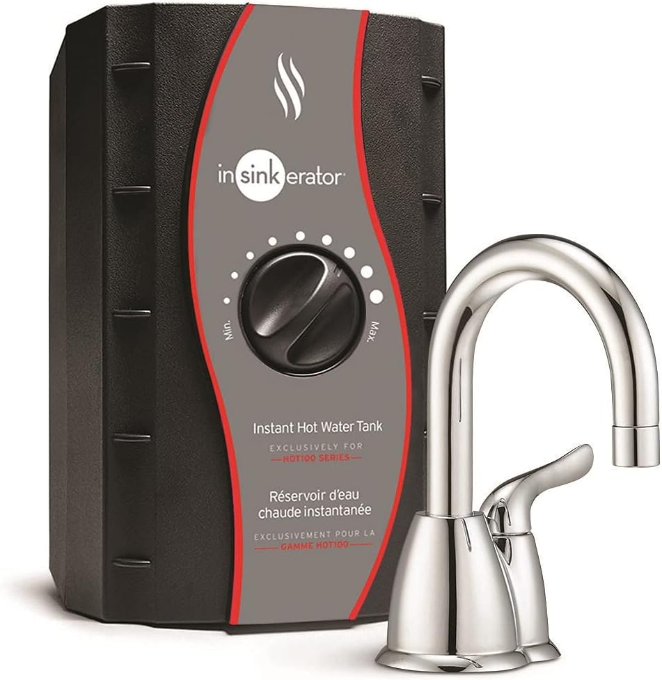 InSinkErator H-HOT150C-SS HOT150 Instant Hot Water Dispenser System-Faucet & Tank, Chrome & Garbage Disposal Power Cord Kit, CRD-00, Black, Pack of 1