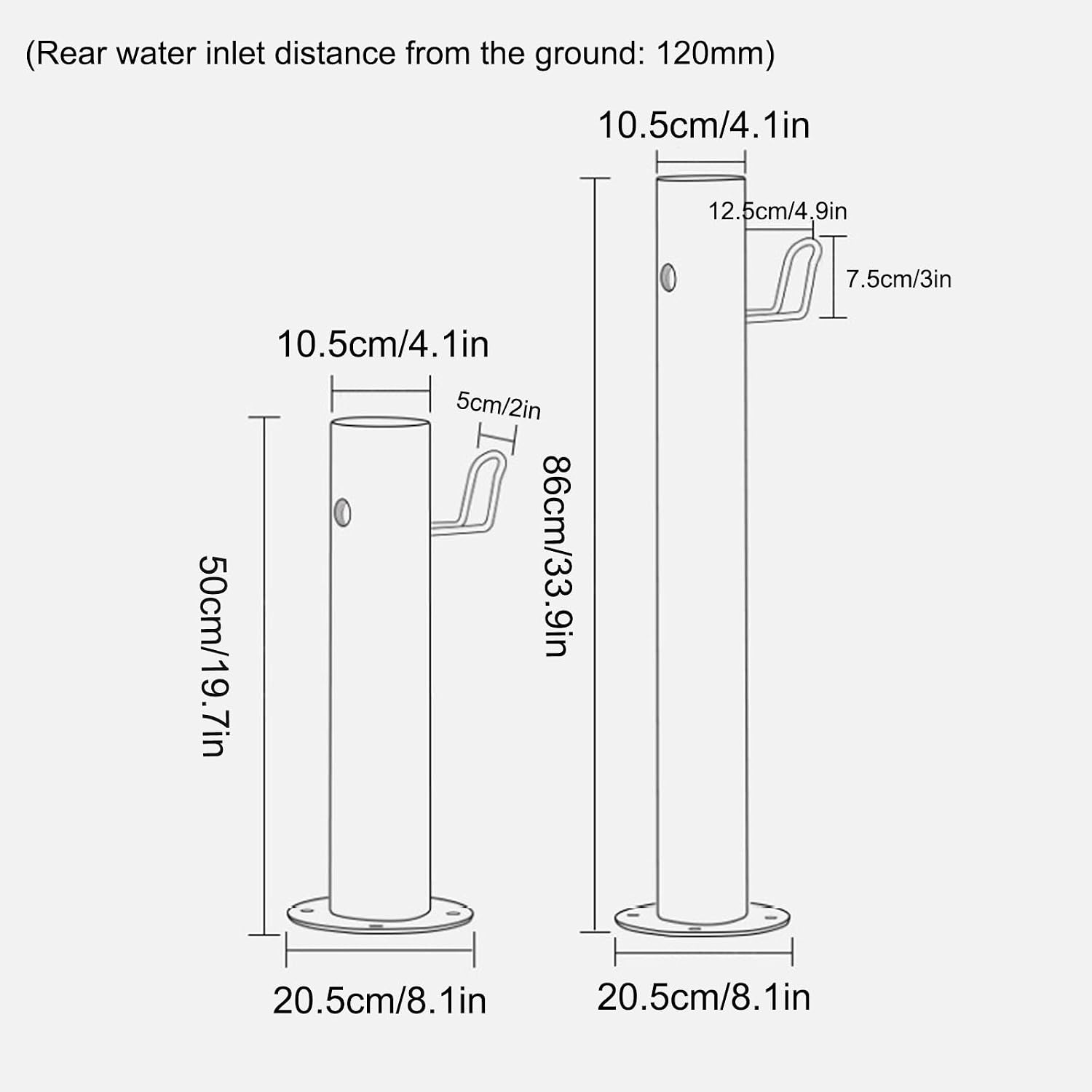 Garden Water Column Outdoor Post Faucet 304 Stainless Steel Cylindrical Vertical Water Dispenser Hydrant Water Feature Fountain Courtyard Post
