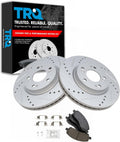 TRQ Performance Front Brake Pad and Rotor Set Ceramic Coated Drilled Slotted Compatible with 2017 Jeep Compass Patriot