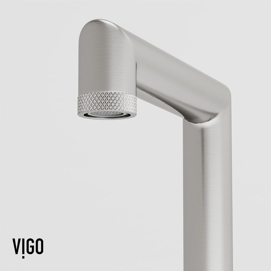 VIGO Sterling Two-Handle Three-Hole Mount Widespread Bathroom Sink Faucet, 7-Inch, Brushed Nickel, Modern Design, Solid Brass, 1.2 GPM WaterSense & Ceramic Disc Valve, Corrosion-Resistant