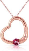 Galaxy Gold GG 14k Yellow, White, Rose Gold Open Heart with Genuine Pink Topaz Pendant Necklace
