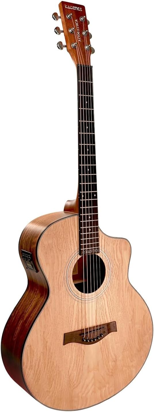 Kadence Electric Acoustic Guitar A06EQN (Ash Wood) - Semi Acoustic Guitar with Pickup, Inbuilt Tuner, Capo, Strings, Picks, Strap, Cable and Padded bag - Electro Guitars for Beginners & Professionals