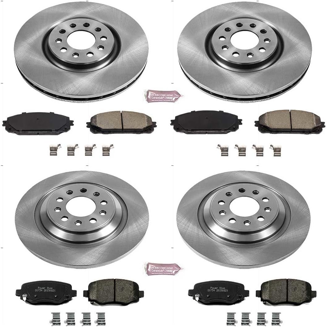 PowerStop Front and Rear Brake Kit for Jeep Cherokee 2016-23 - Z17 Ceramic Brake Pads & Disc Rotors Replacement, KOE7415