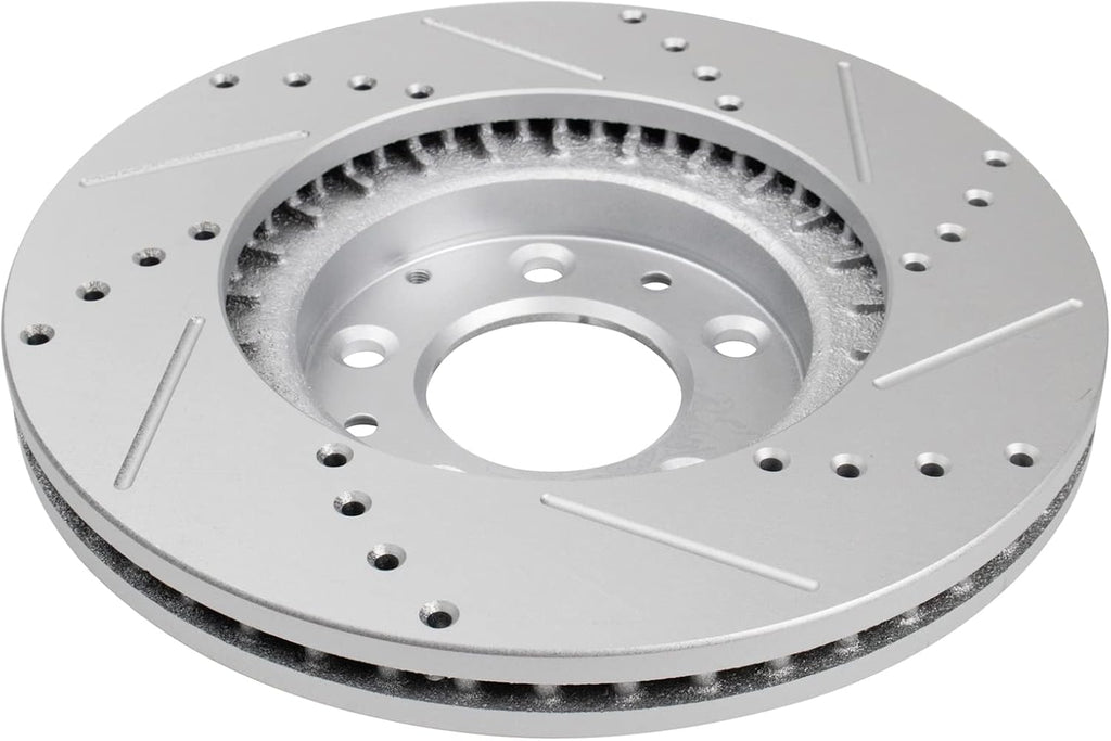 TRQ Performance Front Brake Pad and Rotor Set Ceramic G Coated Slotted Drilled Rotors Compatible with 2007-2012 Mazda CX-7