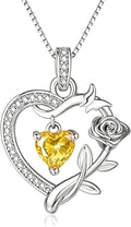 HeartMelody Heart Necklaces for Women Gold,14k 18K White Gold Plated Dainty Rose Butterfly Necklace with Garnet Birthstone Pendant Necklace Everyday Jewelry Birthday Christmas Gifts for Women Mom Her