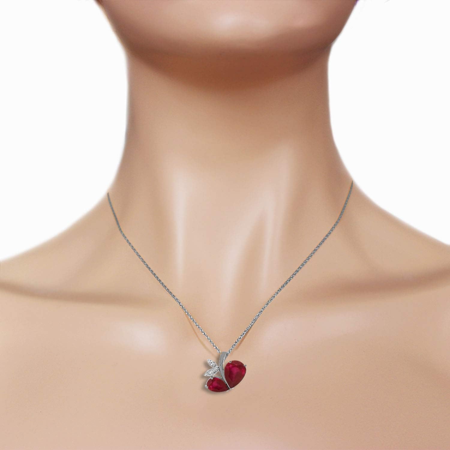 Galaxy Gold GG 5.36 CT. 14k Yellow Gold Modern Heart Necklace Diamonds Rubies
