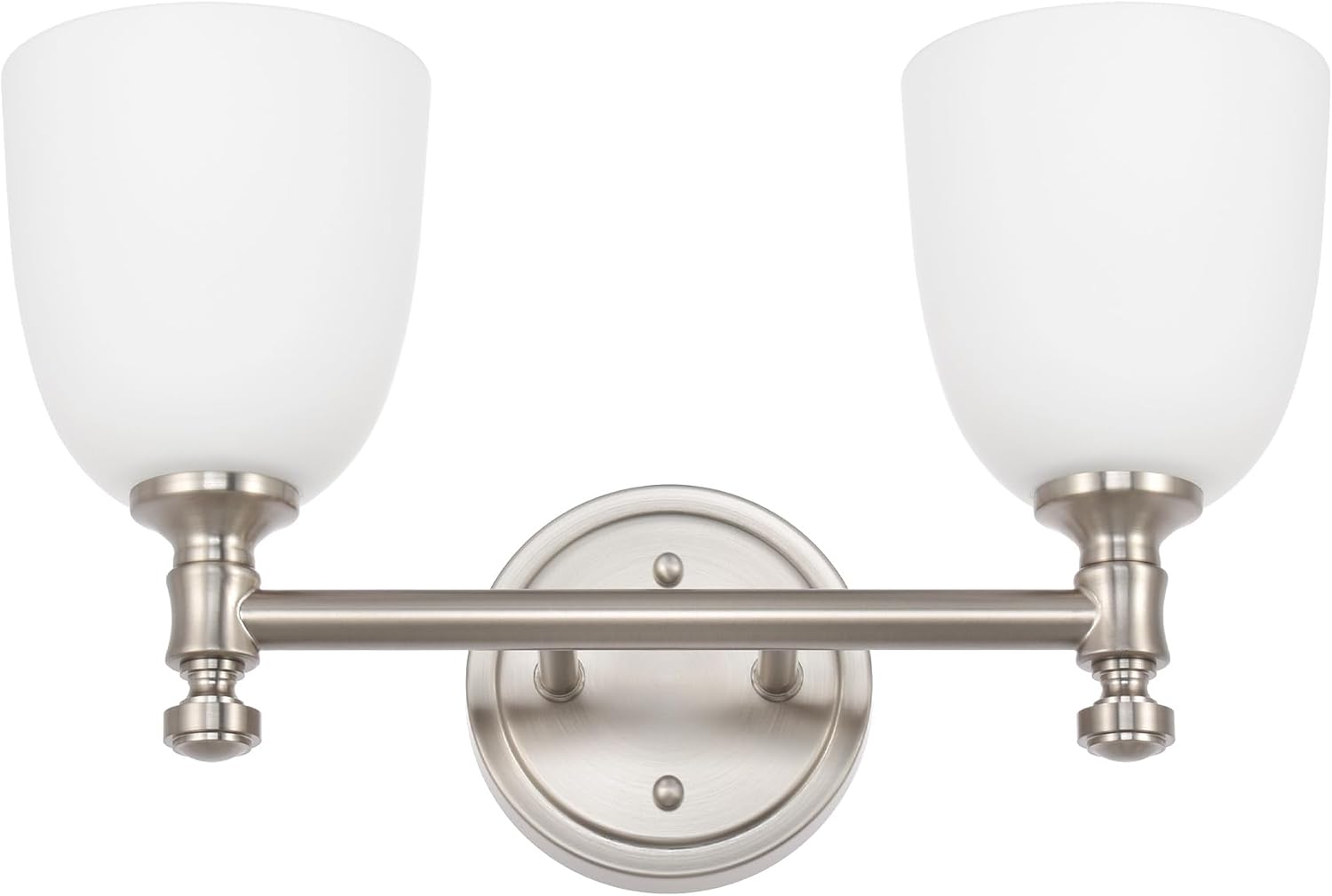 Bathroom Light Fixtures, Brushed Nickel 2-Light Bathroom Vanity Light Fixtures Over Mirror, Vintage Vanity Lights for Bathroom Living Room, Milk White Glass Shades , Standard E26 Base, Brushed Nickel