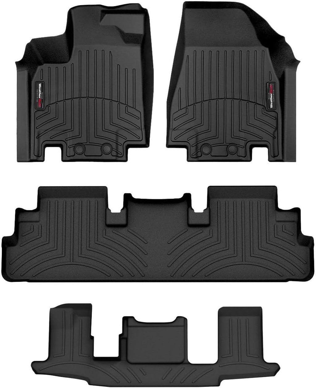 WeatherTech Custom Fit FloorLiners for Nissan Pathfinder, QX60, Full Set (441698-1-2-3), Black