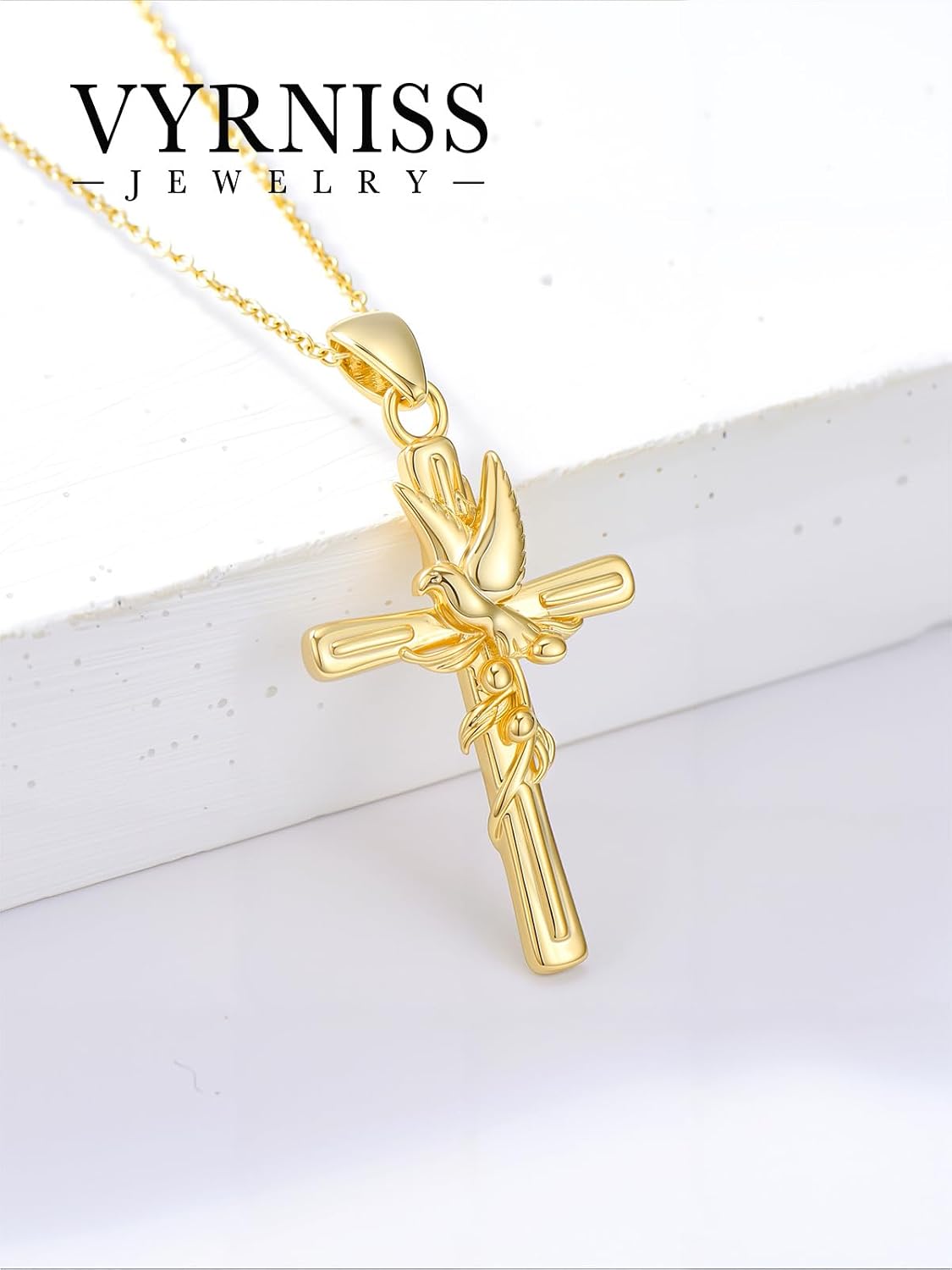 18K Gold Cross Pendant for Women Gold Cross Necklace 18K Gold Jewelry Religious Gift