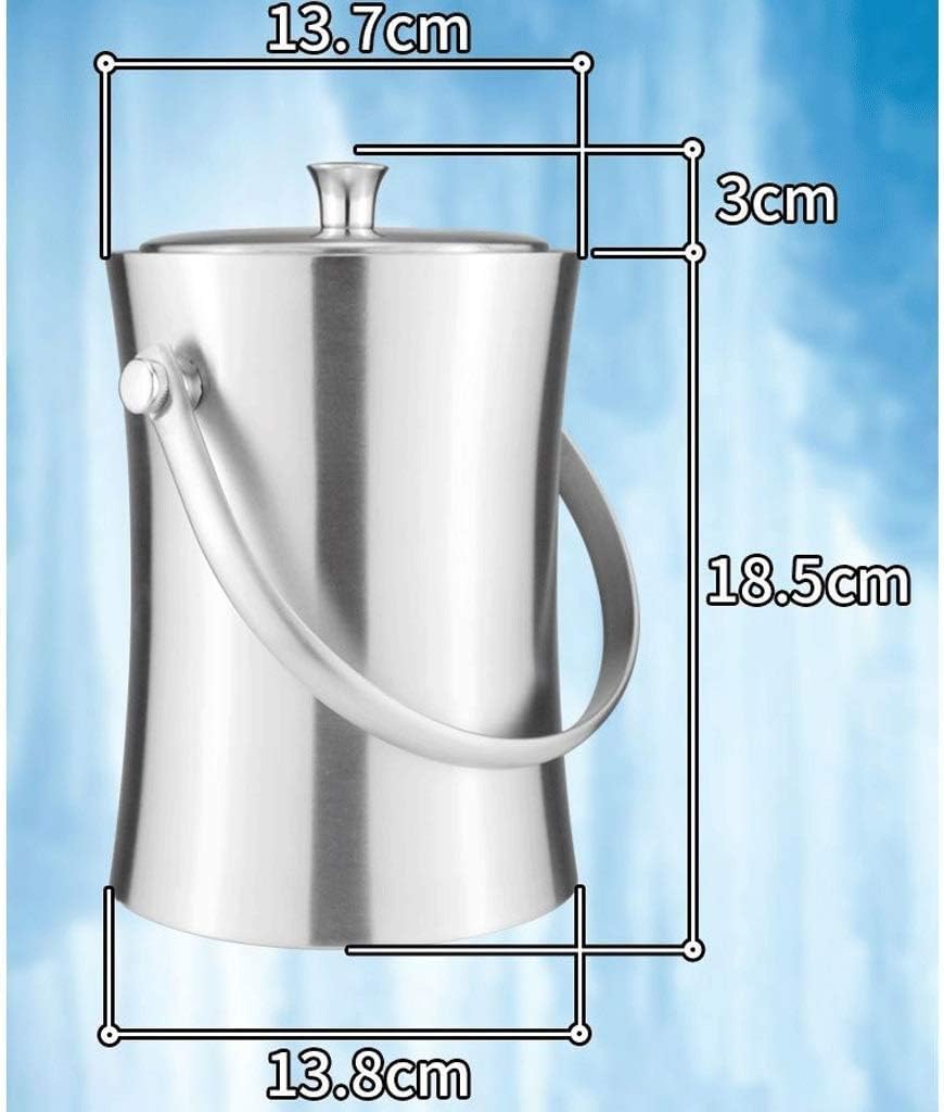 ice Bucket White Metal Double Walled Ice Bucket Set with Lid and Scoop (Size : 3L) (2L)