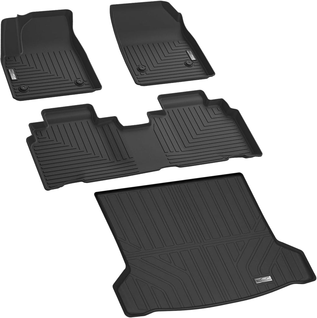 Floor Mats & Cargo Liner for 2023 2024 2025 2026 Cadillac Lyriq,1st 2nd Row with Trunk Mat,TPE All Weather Protection Slush Floor Liner Black
