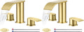 Ultimate Unicorn 8 inch Bathroom Faucet Brushed Gold, Waterfall Bathroom Faucet with Metal Pop-up Sink Drain Stopper and 2 Supply Hoses,2 Handle Widespread Faucets for Vanity Sink 3 Holes (Pack of 2)