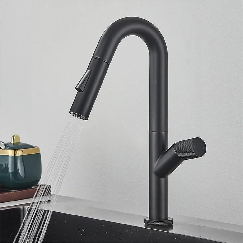 Kitchen Faucet Pull Out Kitchen Water Tap Single Handle 360 Rotation Hot Cold Shower Faucet(Chrom)