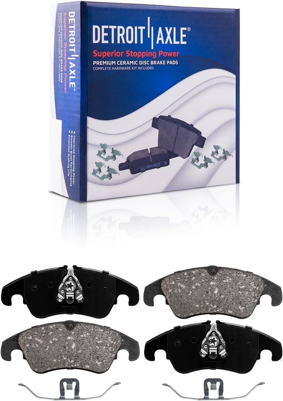 Detroit Axle - 10pc Brake Kit for Audi 2013-2016 Q5, 2012-2016 S4, 2017 S5, Drilled and Slotted Disc Brakes Rotors Ceramic Brake Pads Replacement : 13.58' inch Front and 12.99' inch Rear Rotors