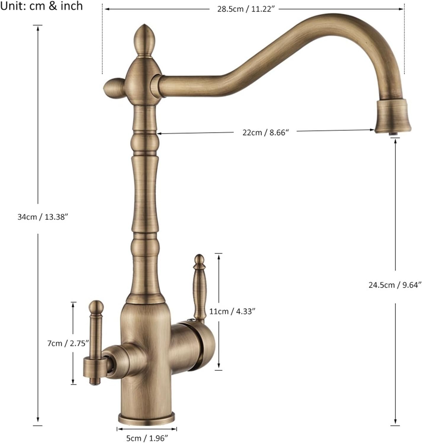 Antique Brass Filtered Kitchen Faucet Mixer Tap Hot Cold Water 360 Rotation Water Purification Water Crane Tap(Gold)