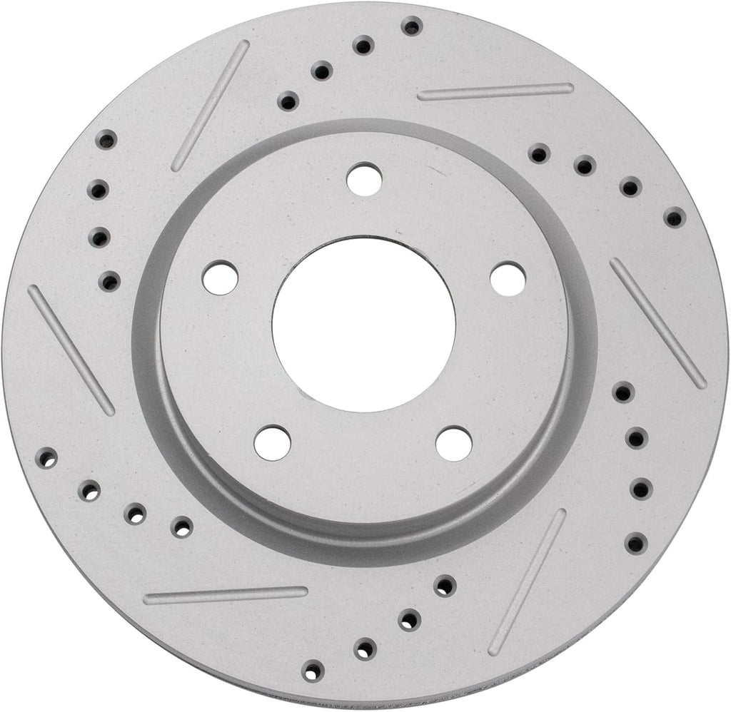 TRQ Performance Front Brake Pad and Rotor Set Ceramic G Coated Drilled Slotted Vented Rotors Compatible with 2013-2019 Nissan Sentra