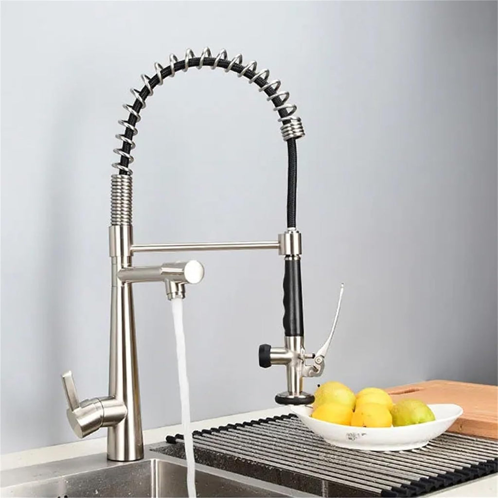 Kitchen Faucet Multifunctional Pull Out 360 Degree Rotating Kitchen Faucet Hot and Cold(Nickel)