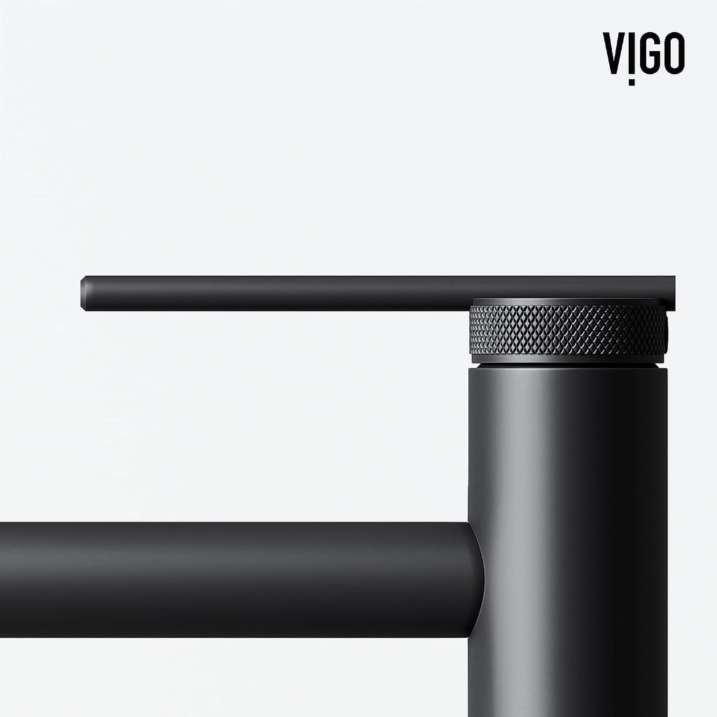 VIGO Sterling Single-Handle Single-Hole Mount Vessel Bathroom Sink Faucet, 11-Inch, Matte Black, Modern Design, Solid Brass, 1.2 GPM WaterSense & Ceramic Disc Valve, Corrosion-Resistant