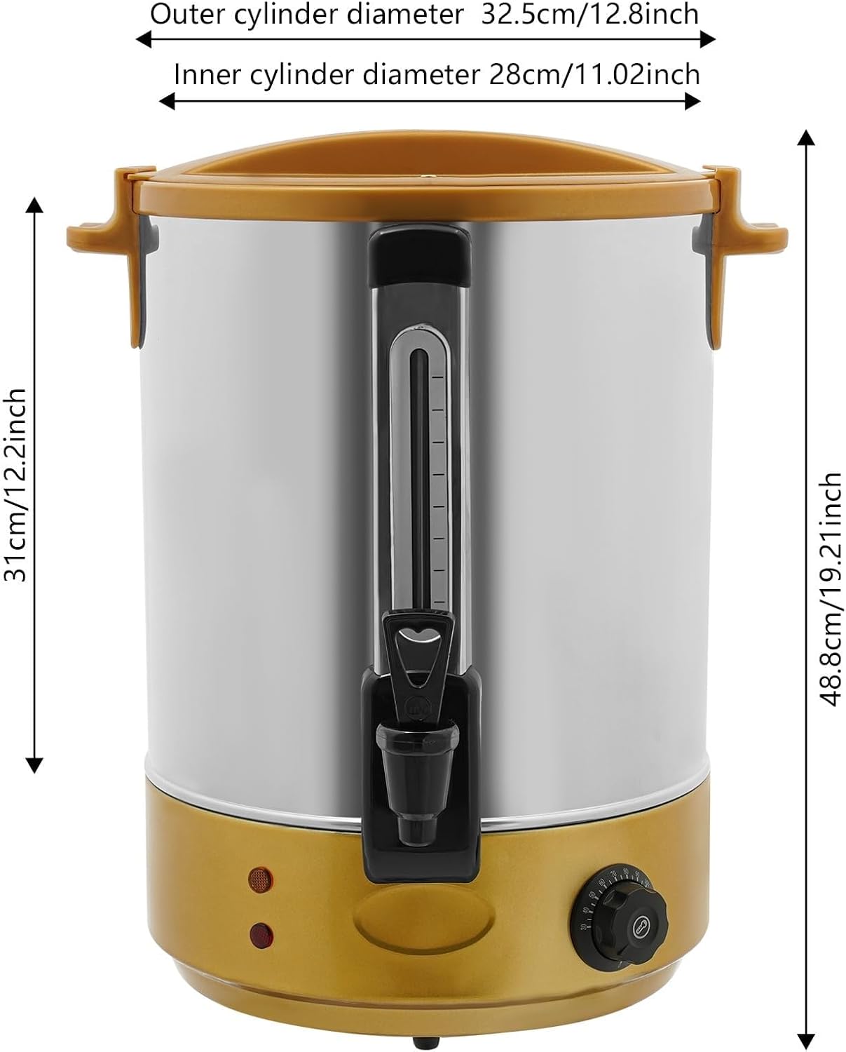 Commercial Coffee Urn, 2800W Stainless Steel Hot Beverage Dispenser with Faucet, Adjustable Temperature 86-230°F, Electric Hot Water Urn for Coffee Tea(Yellow)