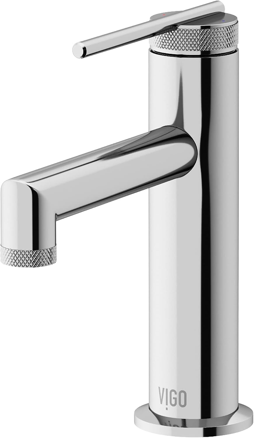 VIGO Sterling Single-Handle Single-Hole Mount Bathroom Sink Faucet, 7-Inch, Chrome, Modern Design, Solid Brass, 1.2 GPM WaterSense & Ceramic Disc Valve, Corrosion-Resistant