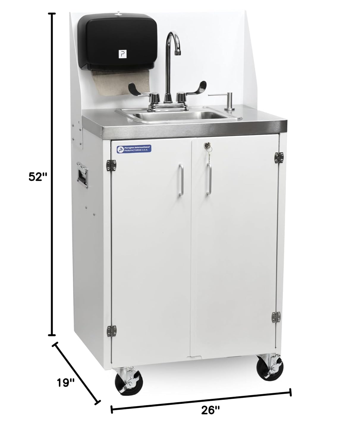 Paragon Electric Portable Sink - Hot and Cold Water Mobile Portable Hand Washing Station - White