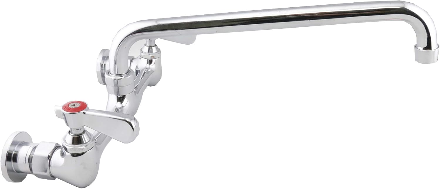 8' Wall Mount Commercial Compartment Sink Faucet with 16' Swivel Spout for Restaurant Kitchen, NSF Approved