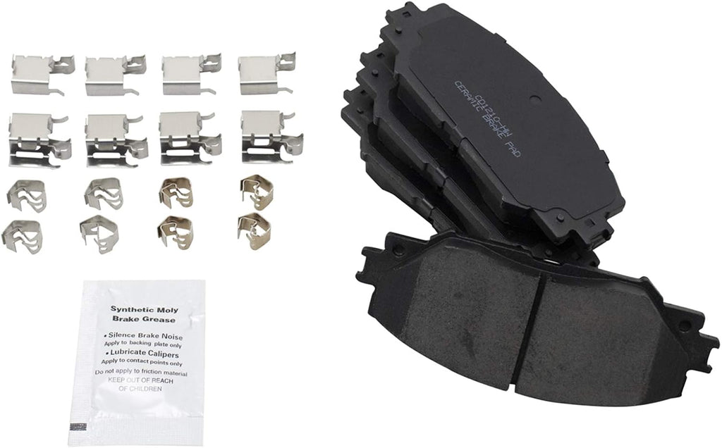TRQ Performance Front Brake Pad and Rotor Set Ceramic Coated Drilled Slotted Vented Rotors Compatible with 2010-2012 Lexus HS250h 2008-2015 Scion xB 2012-2017 Toyota Prius V 2006-2018 Toyota RAV4