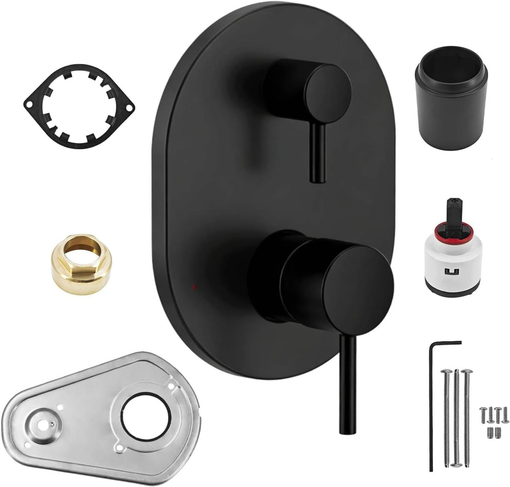 UT3290BL Matte Black Shower Valve Trim Kit Compatible with Moen Align M-CORE 3-Series 2-Handle Shower Faucet Trim Includes 1213 Cartridge for Moen U232 U362 M-CORE Mixing Valve, Valve Require