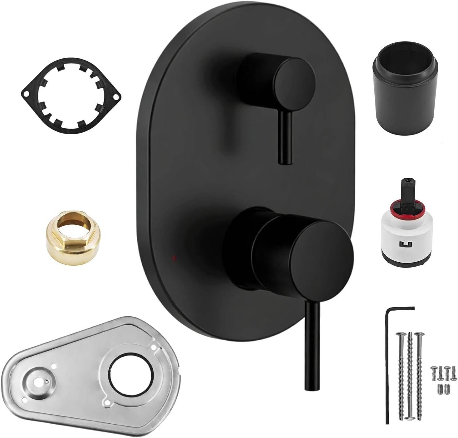 UT3290BL Matte Black Shower Valve Trim Kit Compatible with Moen Align M-CORE 3-Series 2-Handle Shower Faucet Trim Includes 1213 Cartridge for Moen U232 U362 M-CORE Mixing Valve, Valve Require
