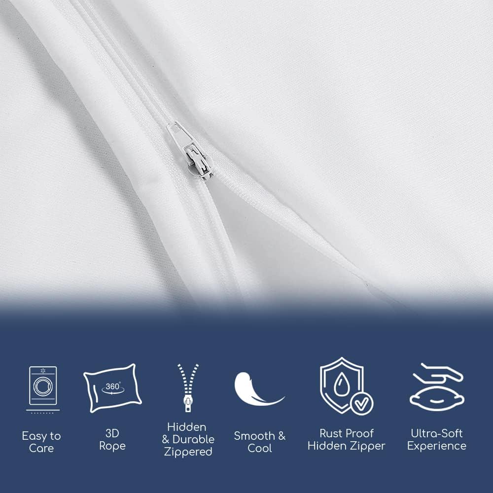 Belem Bulk Pillow Cases(72 Pack) -Standard Size Zippered Pillow Protectors(21x27) -Polycotton White Pillow Cases Bulk -300 TC- Bedding Essentials -Ideal for Hotels, Hospitals, Vacation Rentals