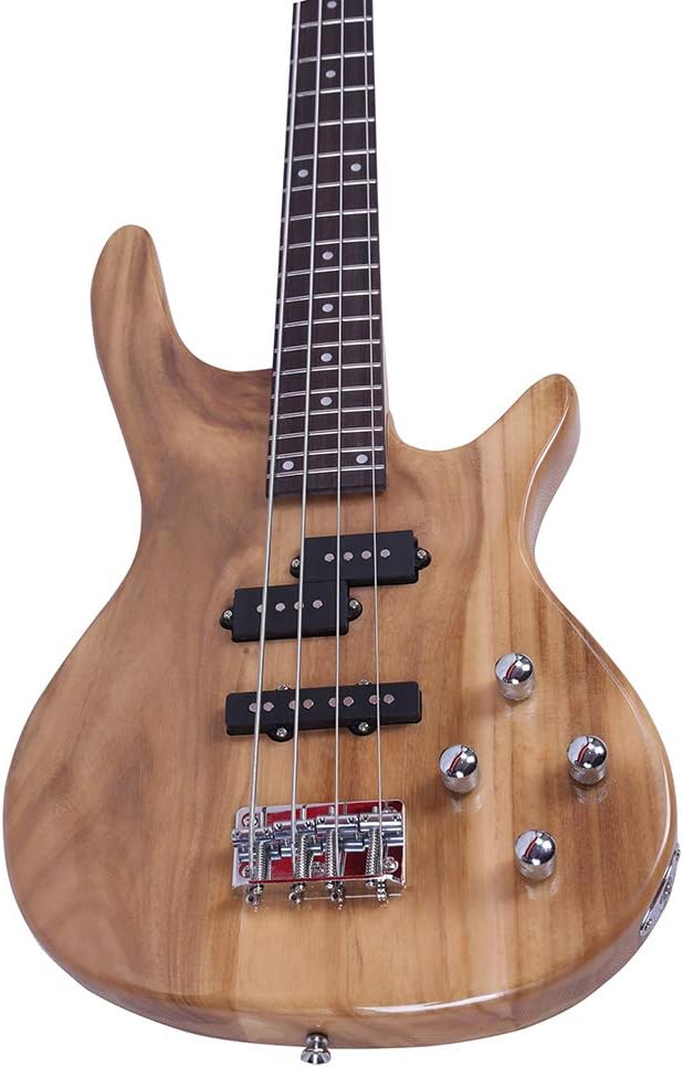 GLARRY Electric Bass Guitar Full Size 4 String Exquisite Stylish Bass with Power Line and Wrench Tool (Burlywood Color)