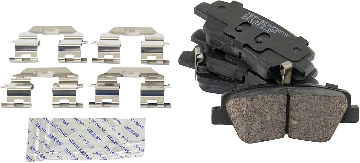 TRQ Rear Brake Pad & Rotor Kit, with Chemical Kit Ceramic Premium G-Coated Compatible with 2016-2021 Hyundai Tucson 2017-2020 Kia Sportage